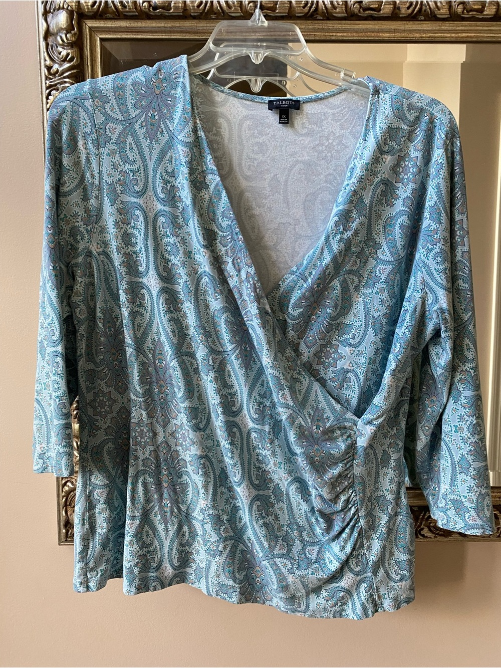 Talbots Blue Paisley Wrap-Style Top, 1X